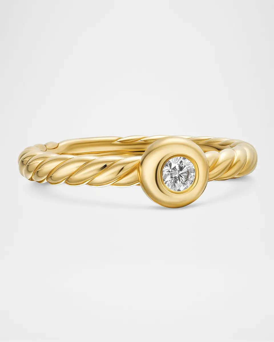 David Yurman Petite Cable Ring with Diamond in 18K Gold | Thumbnail 6