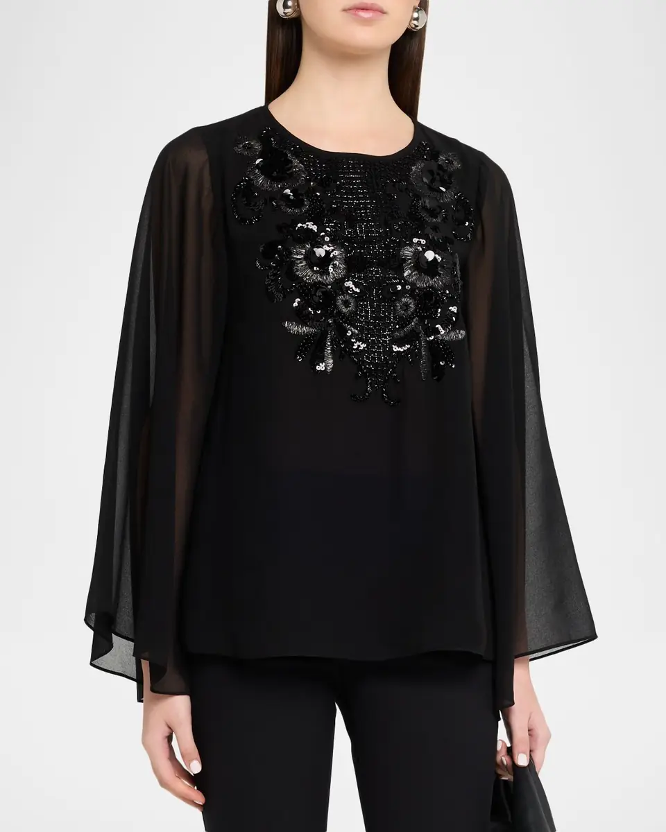 Ungaro Nastasia Sheer-Sleeve Bead & Sequin Blouse | Thumbnail 3 Ungaro Nastasia Sheer-Sleeve Bead & Sequin Blouse | Thumbnail 3