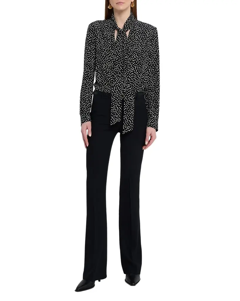 Nili Lotan Janese Dot-Print Silk Neck-Tie Blouse | Image 1 Nili Lotan Janese Dot-Print Silk Neck-Tie Blouse | Image 1