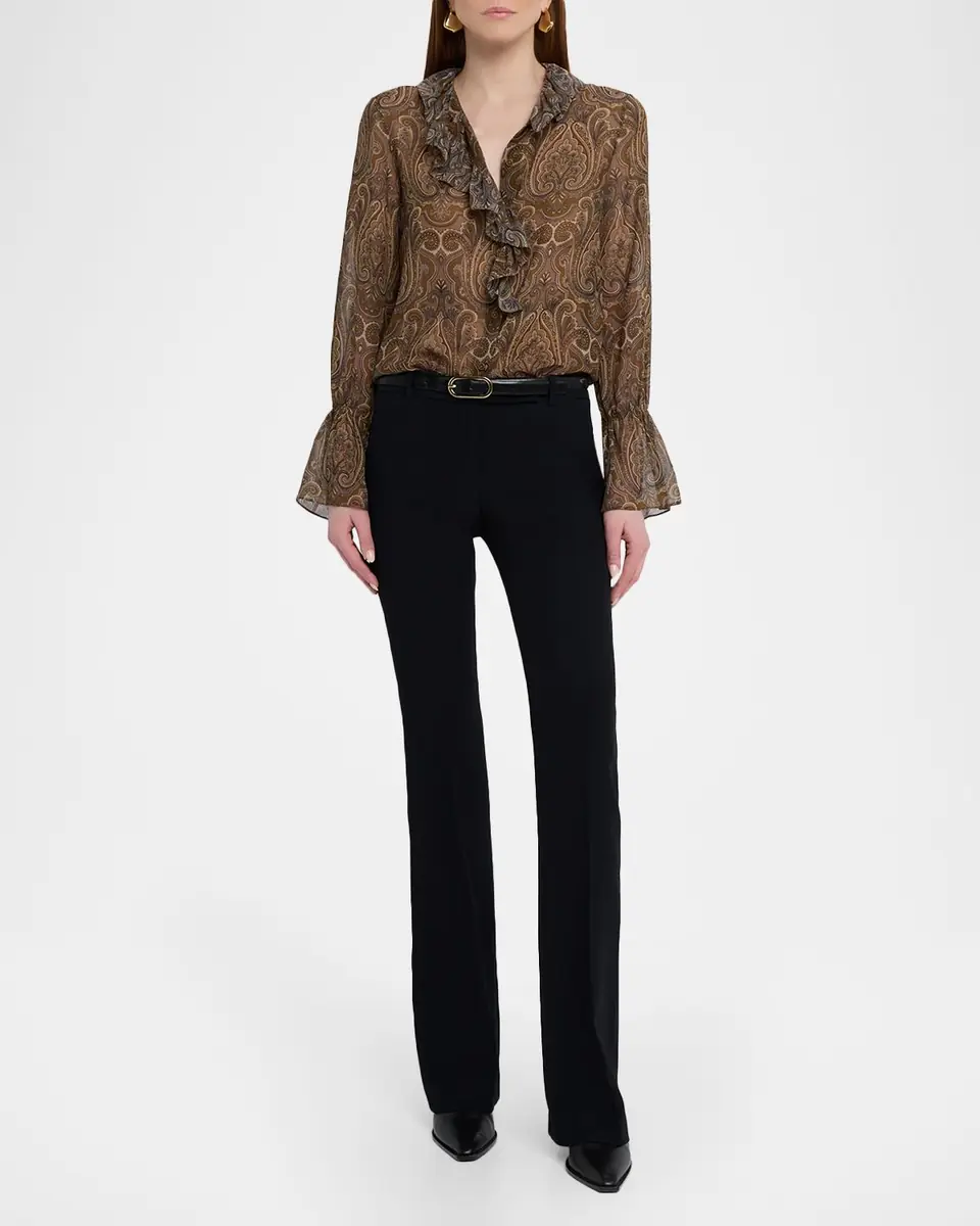 Nili Lotan Cecily Paisley Silk Ruffle Shirt | Thumbnail 2