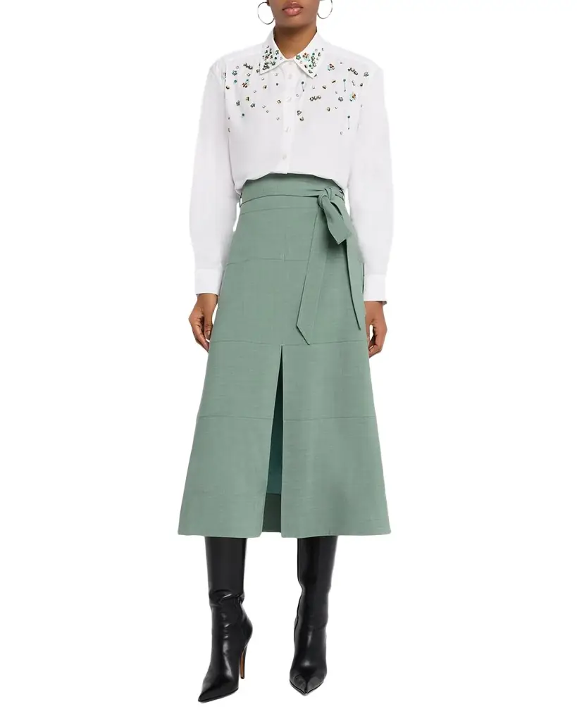 Tanya Taylor Hudson Belted A-Line Midi Skirt | Image 1 Tanya Taylor Hudson Belted A-Line Midi Skirt | Image 1