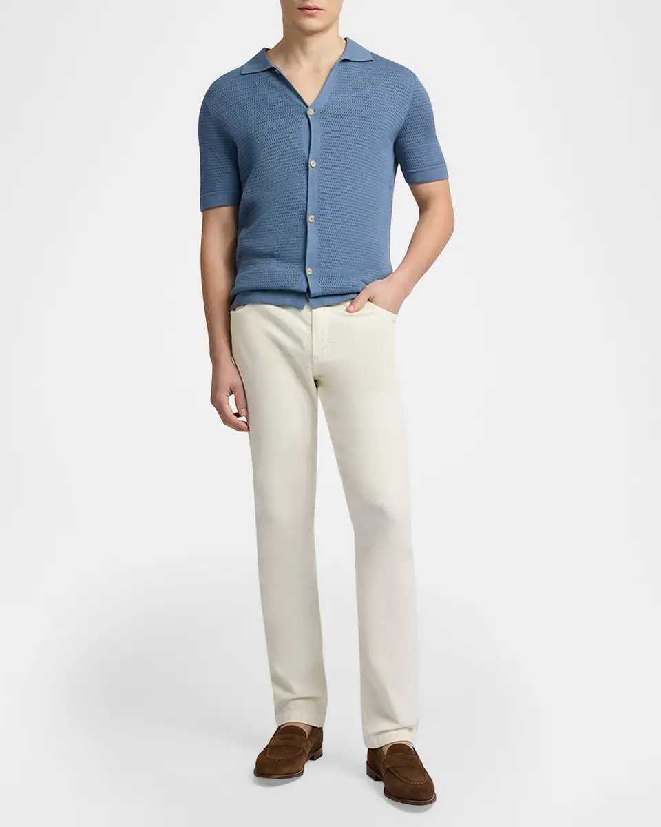 Onia Men's Cotton Drop-Needle Knit Short-Sleeve Shirt | Thumbnail 2 Onia Men's Cotton Drop-Needle Knit Short-Sleeve Shirt | Thumbnail 2