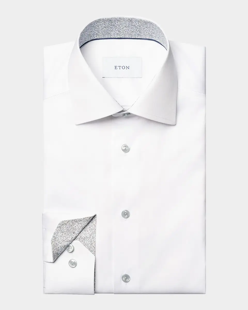 Eton Men's Contemporary Fit Floral-Lined Signature Twill Dress Shirt | Thumbnail 2