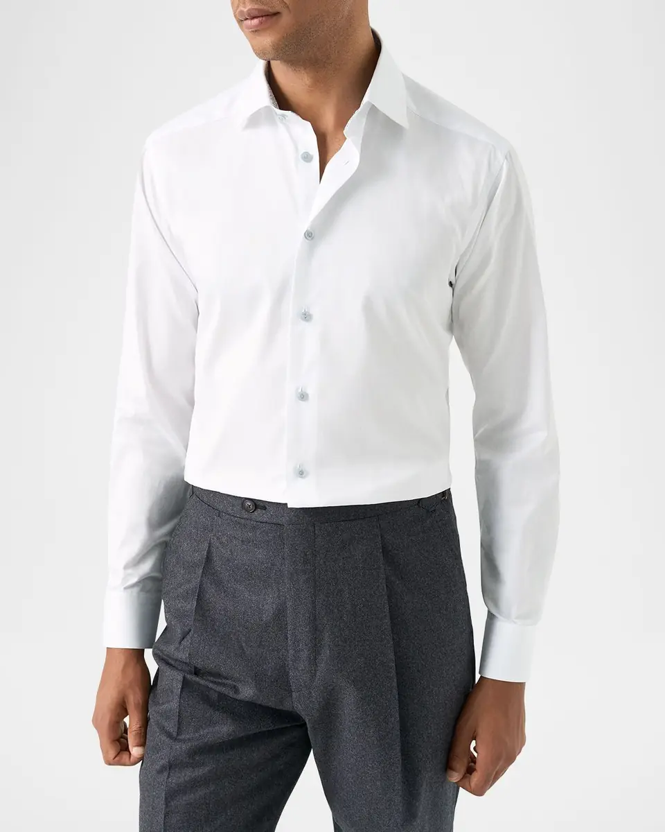 Eton Men's Contemporary Fit Floral-Lined Signature Twill Dress Shirt | Thumbnail 4