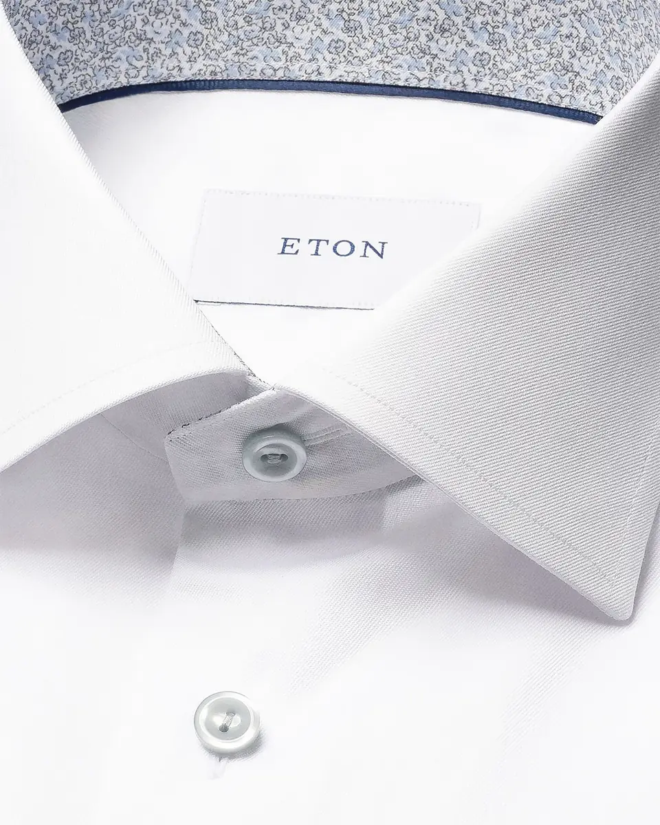 Eton Men's Contemporary Fit Floral-Lined Signature Twill Dress Shirt | Thumbnail 6