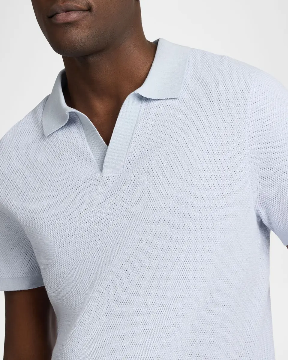 Onia Men's Tipped Linen Knit Johnny Collar Polo Shirt | Thumbnail 4 Onia Men's Tipped Linen Knit Johnny Collar Polo Shirt | Thumbnail 4