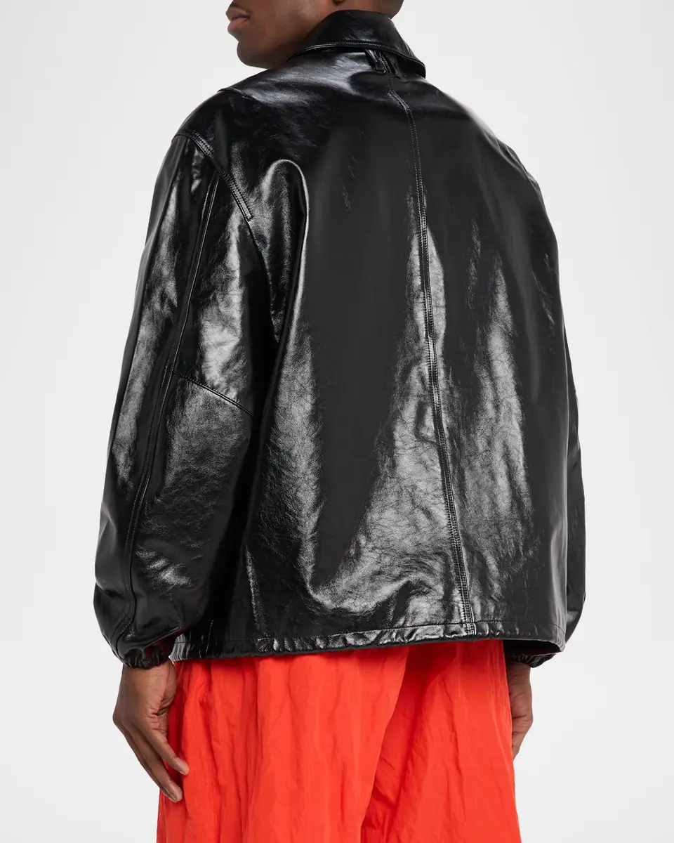 Willy Chavarria Men's Leather Coach Jacket | Thumbnail 2 Willy Chavarria Men's Leather Coach Jacket | Thumbnail 2