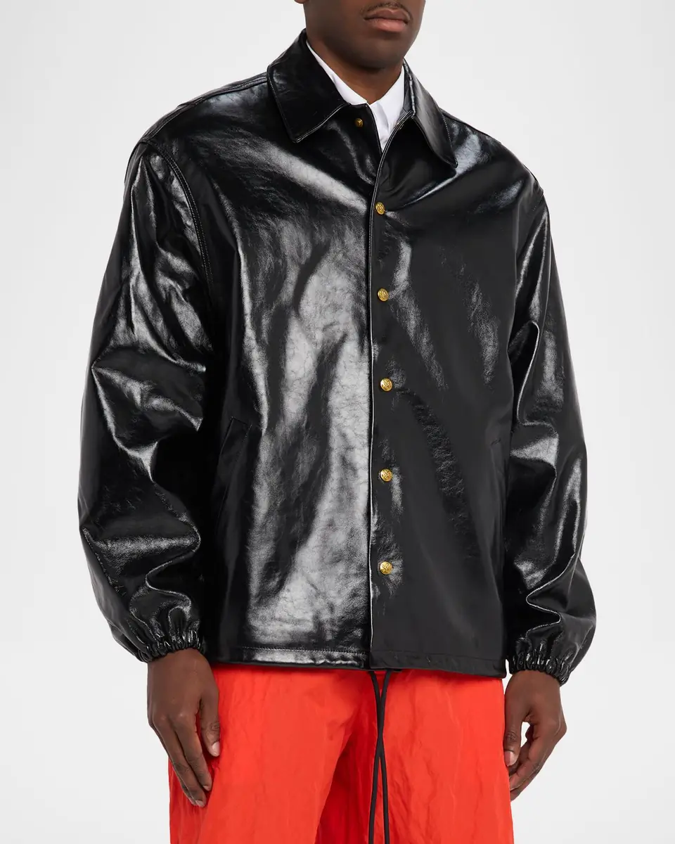 Willy Chavarria Men's Leather Coach Jacket | Thumbnail 3 Willy Chavarria Men's Leather Coach Jacket | Thumbnail 3