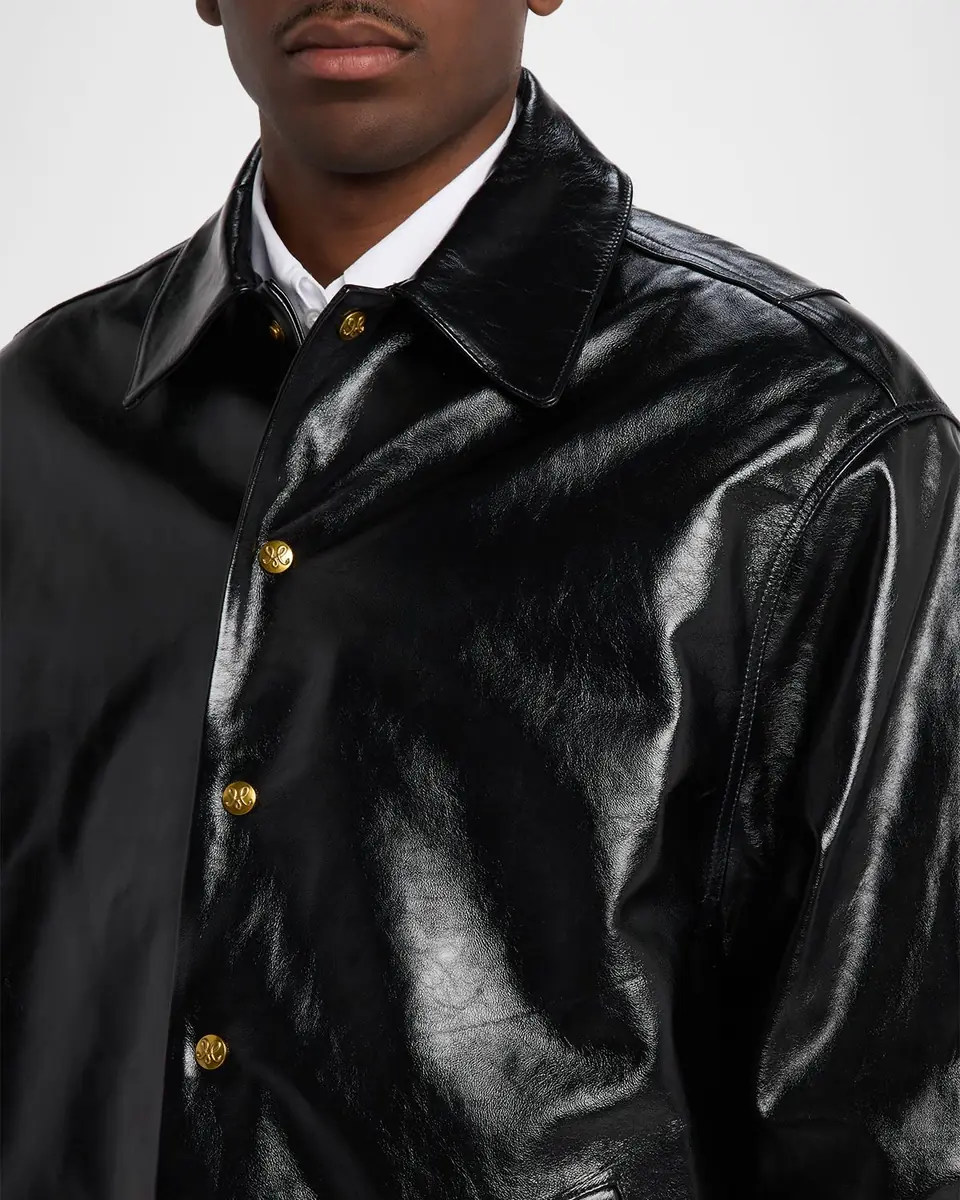 Willy Chavarria Men's Leather Coach Jacket | Thumbnail 4 Willy Chavarria Men's Leather Coach Jacket | Thumbnail 4