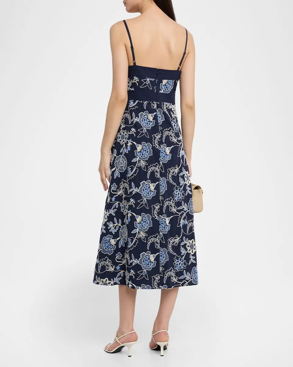 Tanya Taylor Madden Embroidered Midi Dress | Thumbnail 3