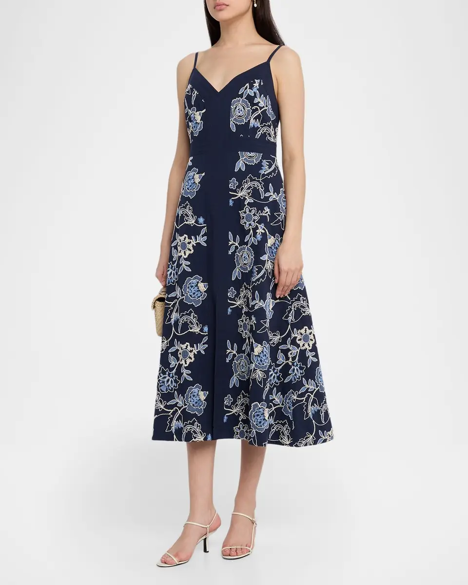 Tanya Taylor Madden Embroidered Midi Dress | Thumbnail 4