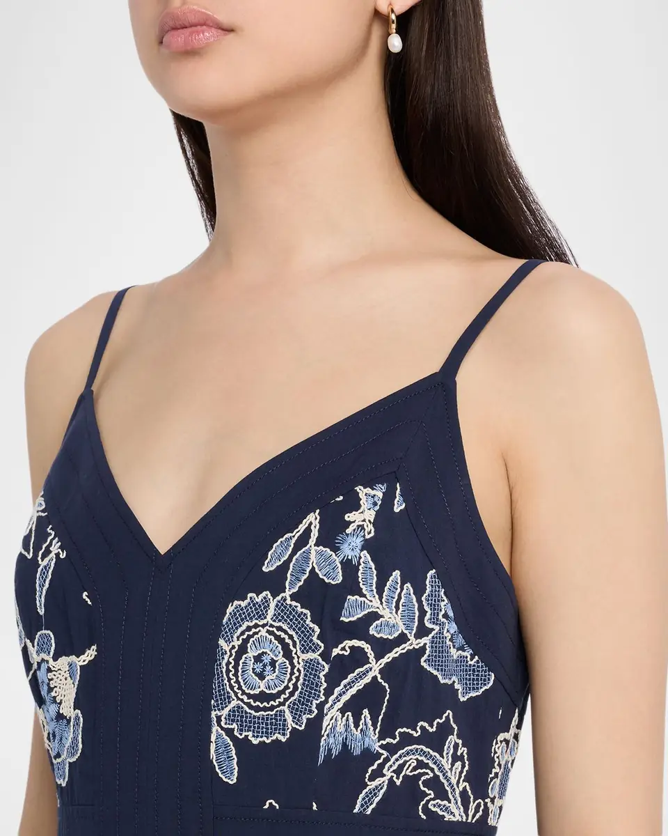 Tanya Taylor Madden Embroidered Midi Dress | Thumbnail 5