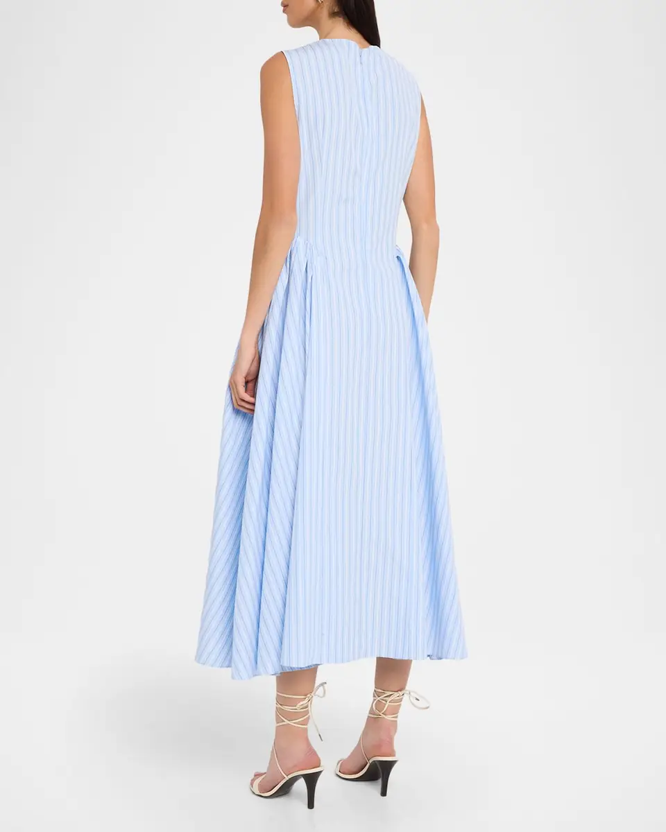 Adam Lippes Aliena Striped Cotton Sleeveless Midi Dress | Thumbnail 3