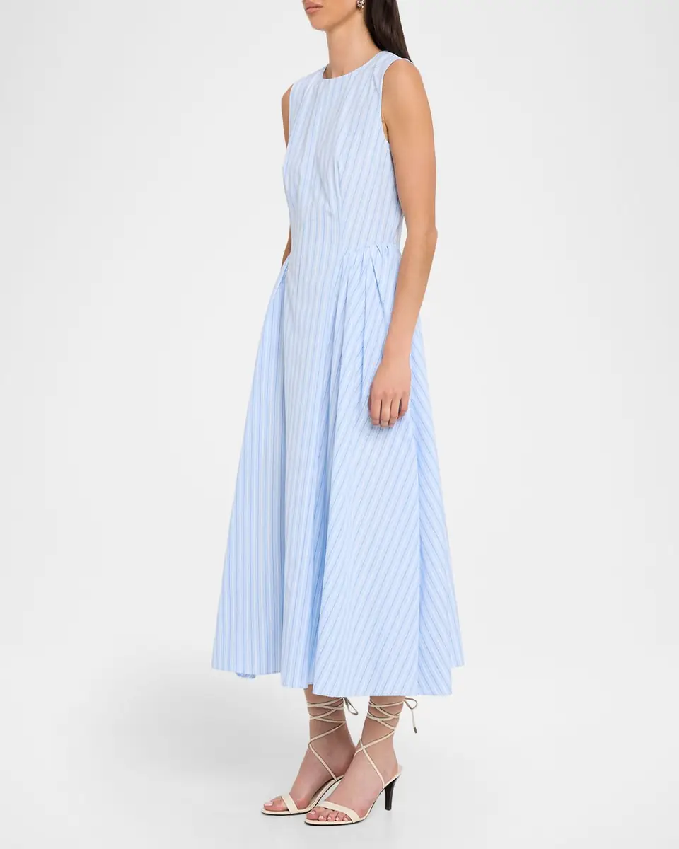 Adam Lippes Aliena Striped Cotton Sleeveless Midi Dress | Thumbnail 4