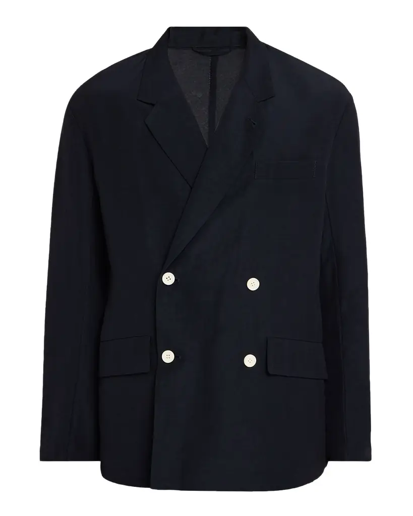 Emporio Armani Men's Oversized Linen Blend Double-Breasted Blazer | Image 1 Emporio Armani Men's Oversized Linen Blend Double-Breasted Blazer | Image 1