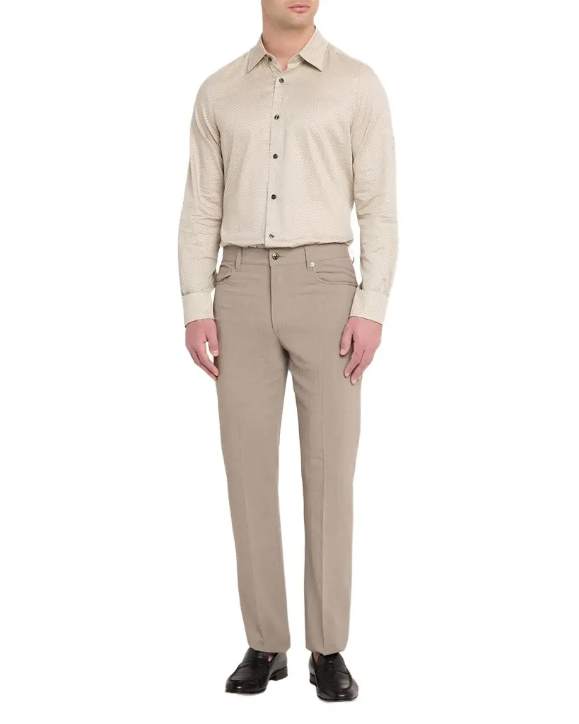 Emporio Armani Men's Cotton Stretch Micro-Abstract Sport Shirt | Image 1 Emporio Armani Men's Cotton Stretch Micro-Abstract Sport Shirt | Image 1