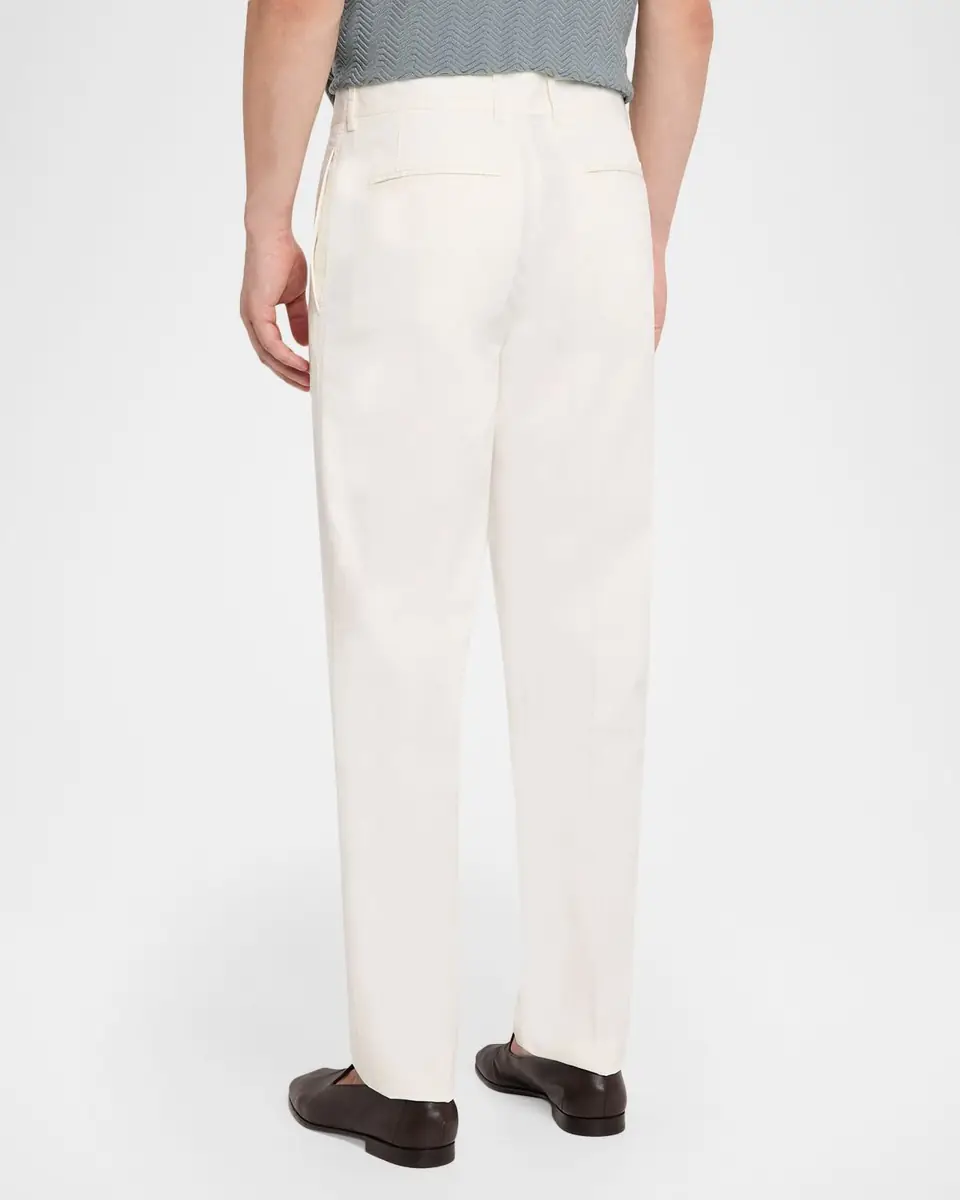Emporio Armani Men's Cotton and Silk Flat Front Trousers | Thumbnail 2 Emporio Armani Men's Cotton and Silk Flat Front Trousers | Thumbnail 2