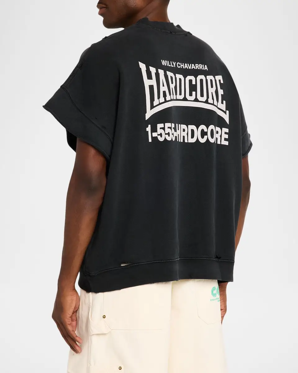Willy Chavarria Men's Hardcore Cotton Distressed T-Shirt | Thumbnail 3