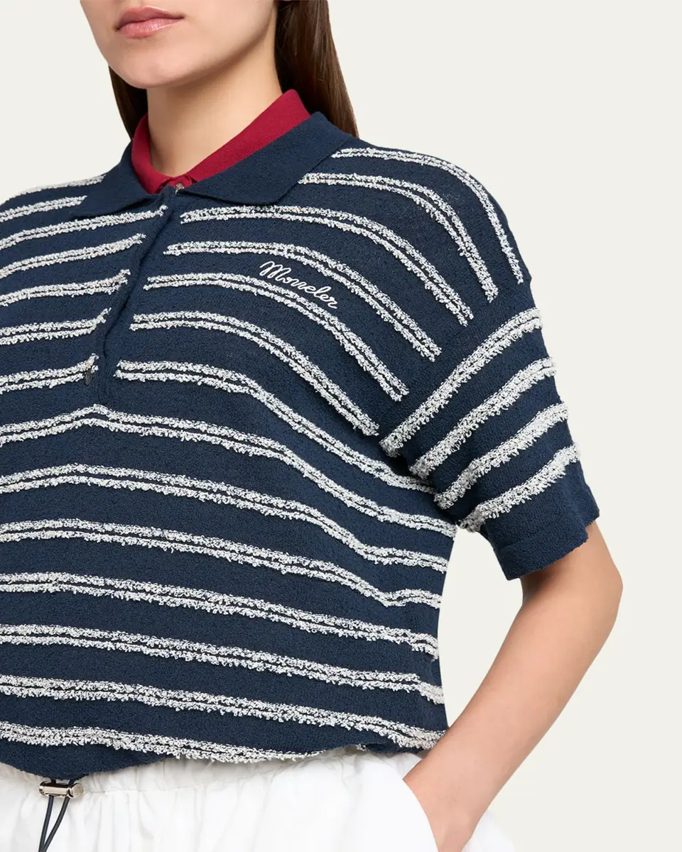 Moncler Short-Sleeve Cotton Terry Polo Top | Thumbnail 5 Moncler Short-Sleeve Cotton Terry Polo Top | Thumbnail 5
