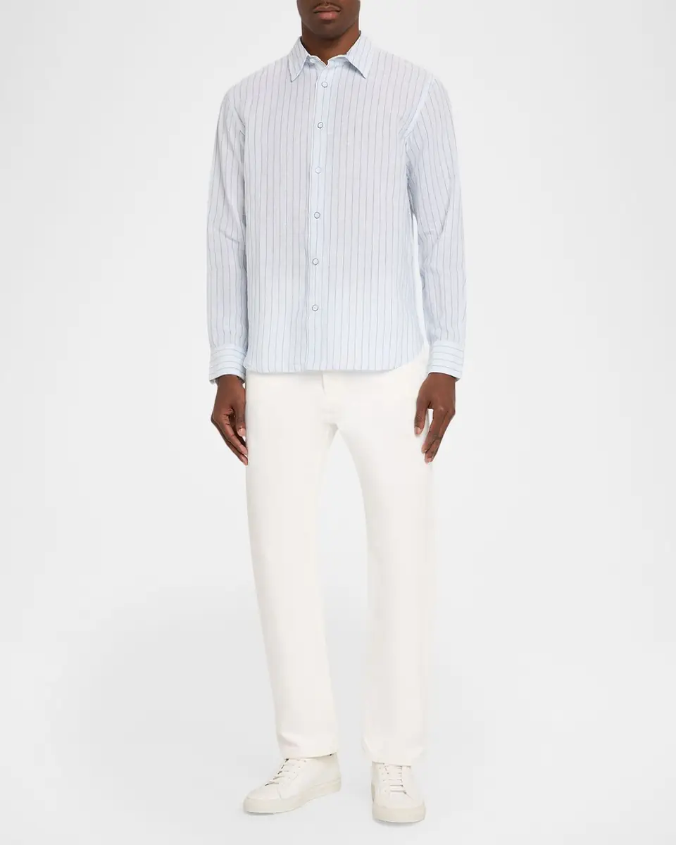 rag & bone Men's Linen and Cotton Hairline Sport Shirt | Thumbnail 2