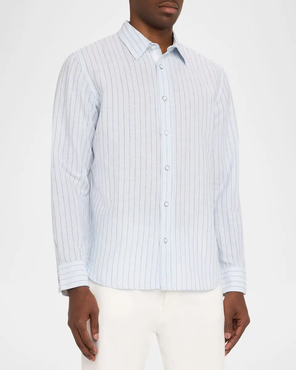 rag & bone Men's Linen and Cotton Hairline Sport Shirt | Thumbnail 4
