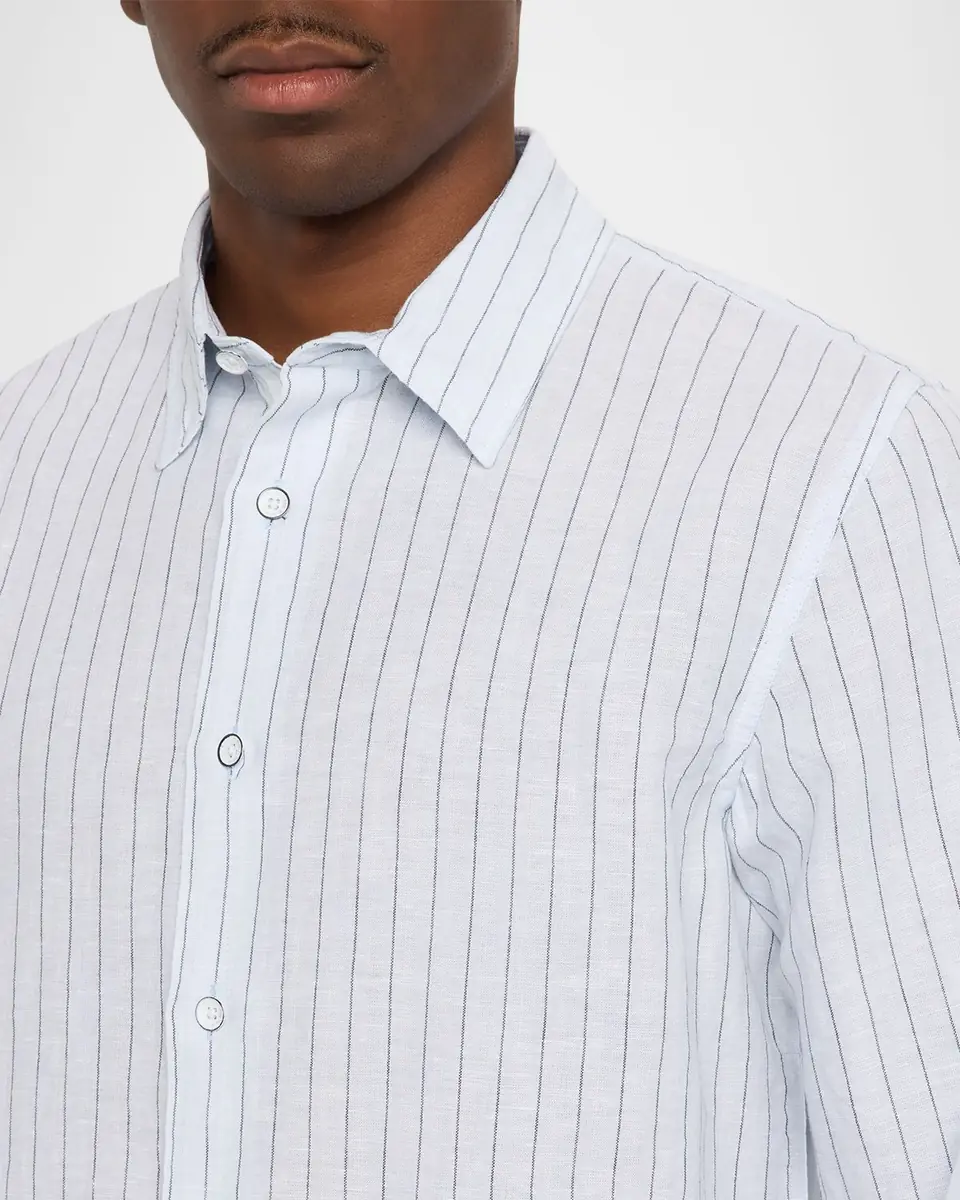rag & bone Men's Linen and Cotton Hairline Sport Shirt | Thumbnail 5