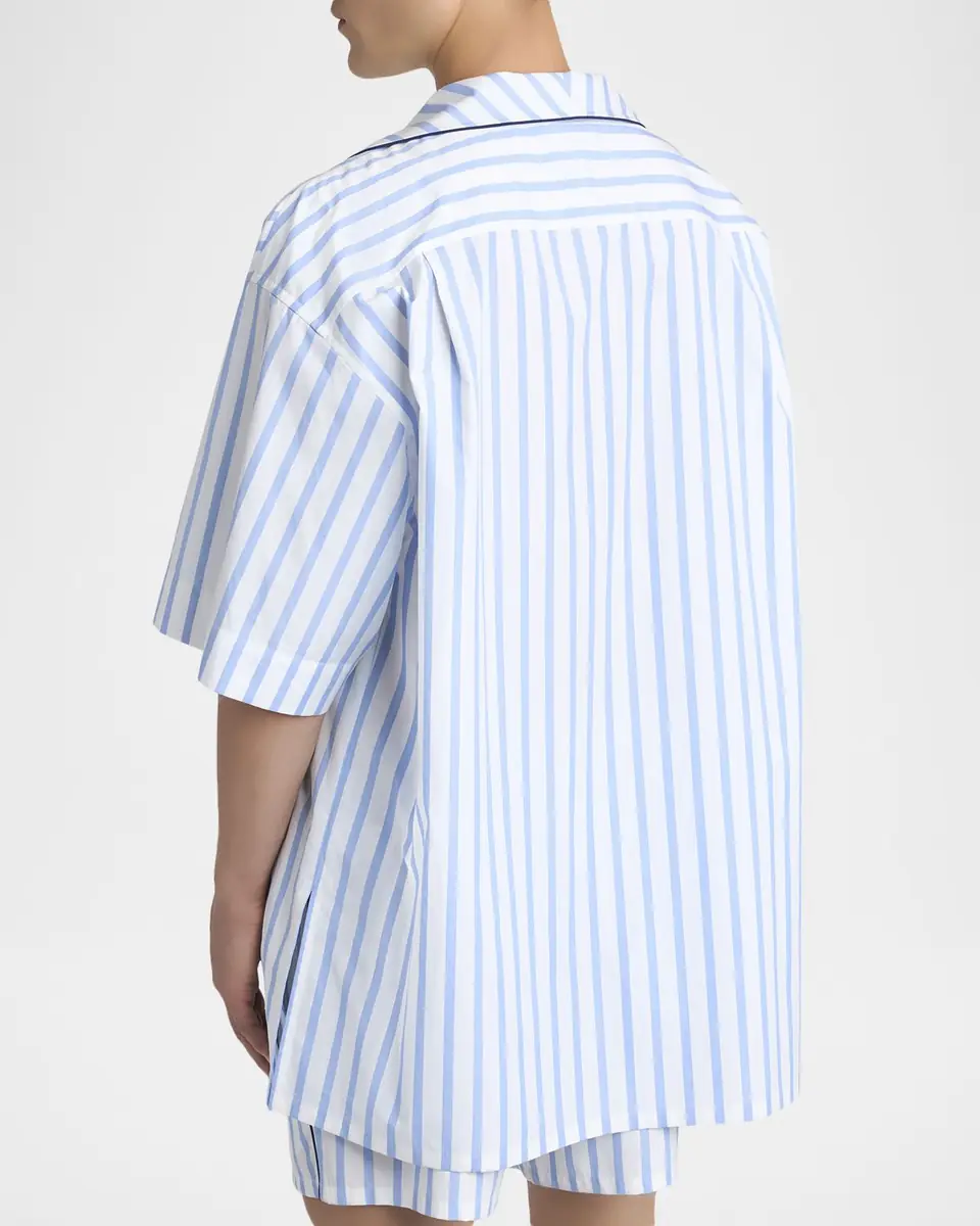 Dolce & Gabbana Men's Cotton and Silk Stripe Oversized Short-Sleeve Shirt | Thumbnail 2 Dolce & Gabbana Men's Cotton and Silk Stripe Oversized Short-Sleeve Shirt | Thumbnail 2