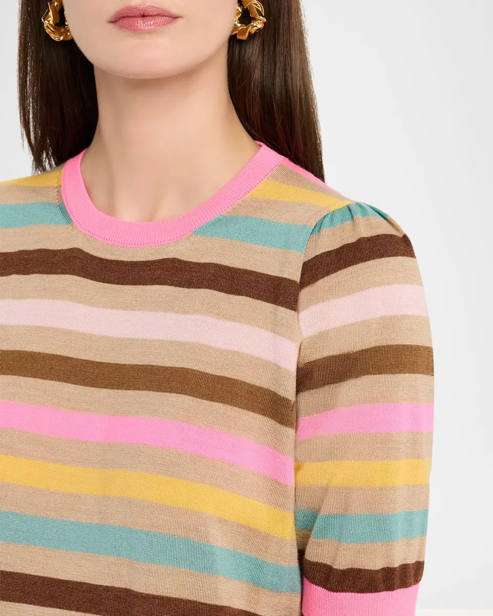 Maison Common Striped Cashmere-Wool Short-Sleeve Sweater | Thumbnail 4 Maison Common Striped Cashmere-Wool Short-Sleeve Sweater | Thumbnail 4