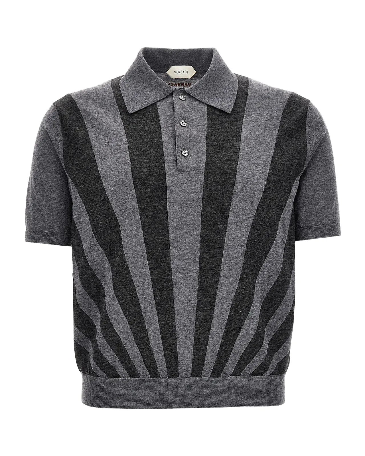 Men's Embroidered Intarsia Wool Knit Polo Shirt Men's Embroidered Intarsia Wool Knit Polo Shirt