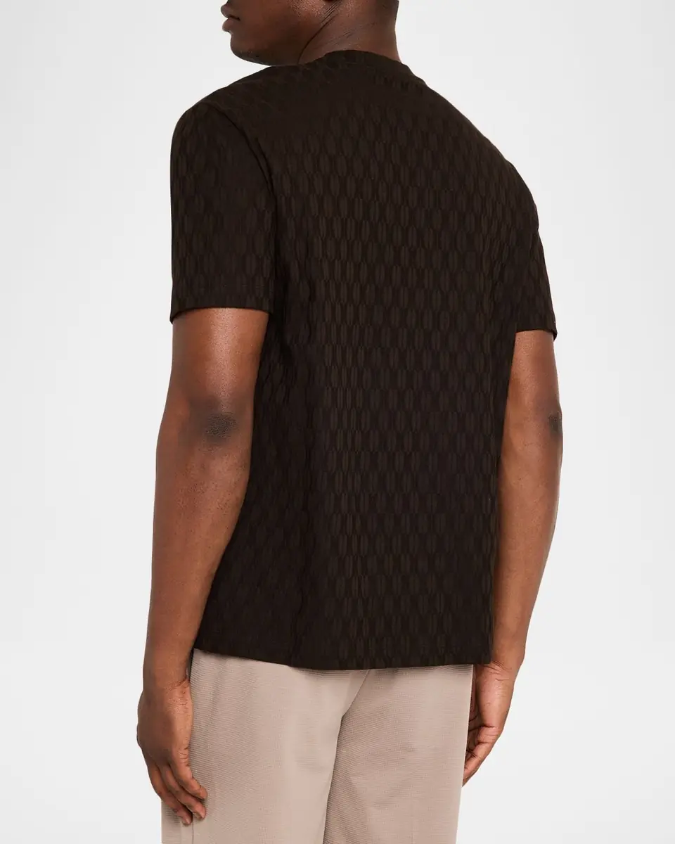 Emporio Armani Men's Cotton Jacquard Eagle Logo Crewneck T-Shirt | Thumbnail 3 Emporio Armani Men's Cotton Jacquard Eagle Logo Crewneck T-Shirt | Thumbnail 3