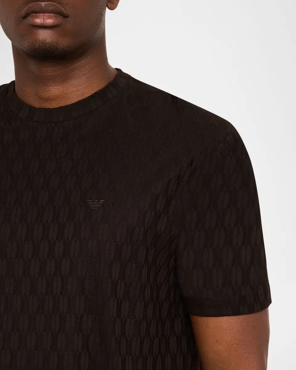 Emporio Armani Men's Cotton Jacquard Eagle Logo Crewneck T-Shirt | Thumbnail 5 Emporio Armani Men's Cotton Jacquard Eagle Logo Crewneck T-Shirt | Thumbnail 5