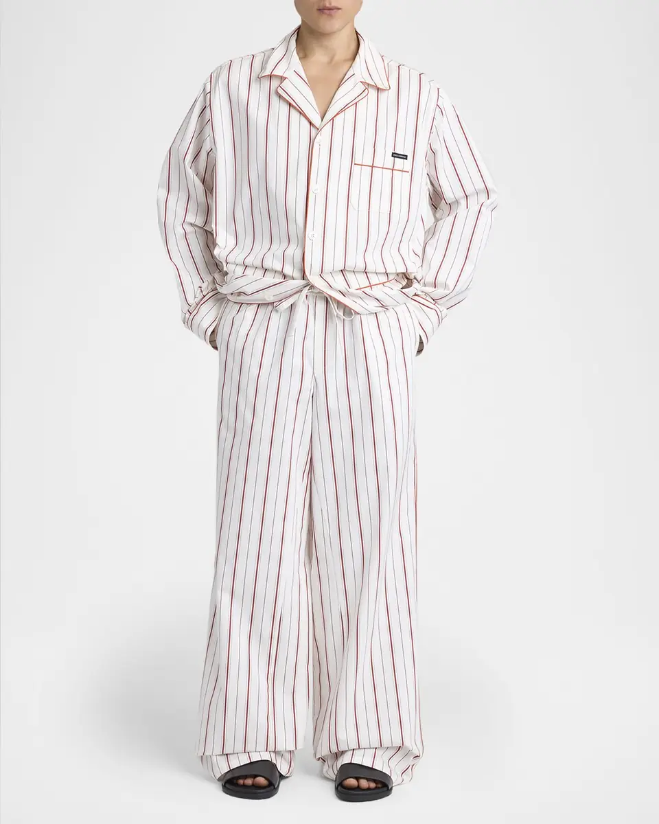 Dolce & Gabbana Men's Cotton and Silk Stripe Button-Down Shirt with Piping | Thumbnail 2 Dolce & Gabbana Men's Cotton and Silk Stripe Button-Down Shirt with Piping | Thumbnail 2