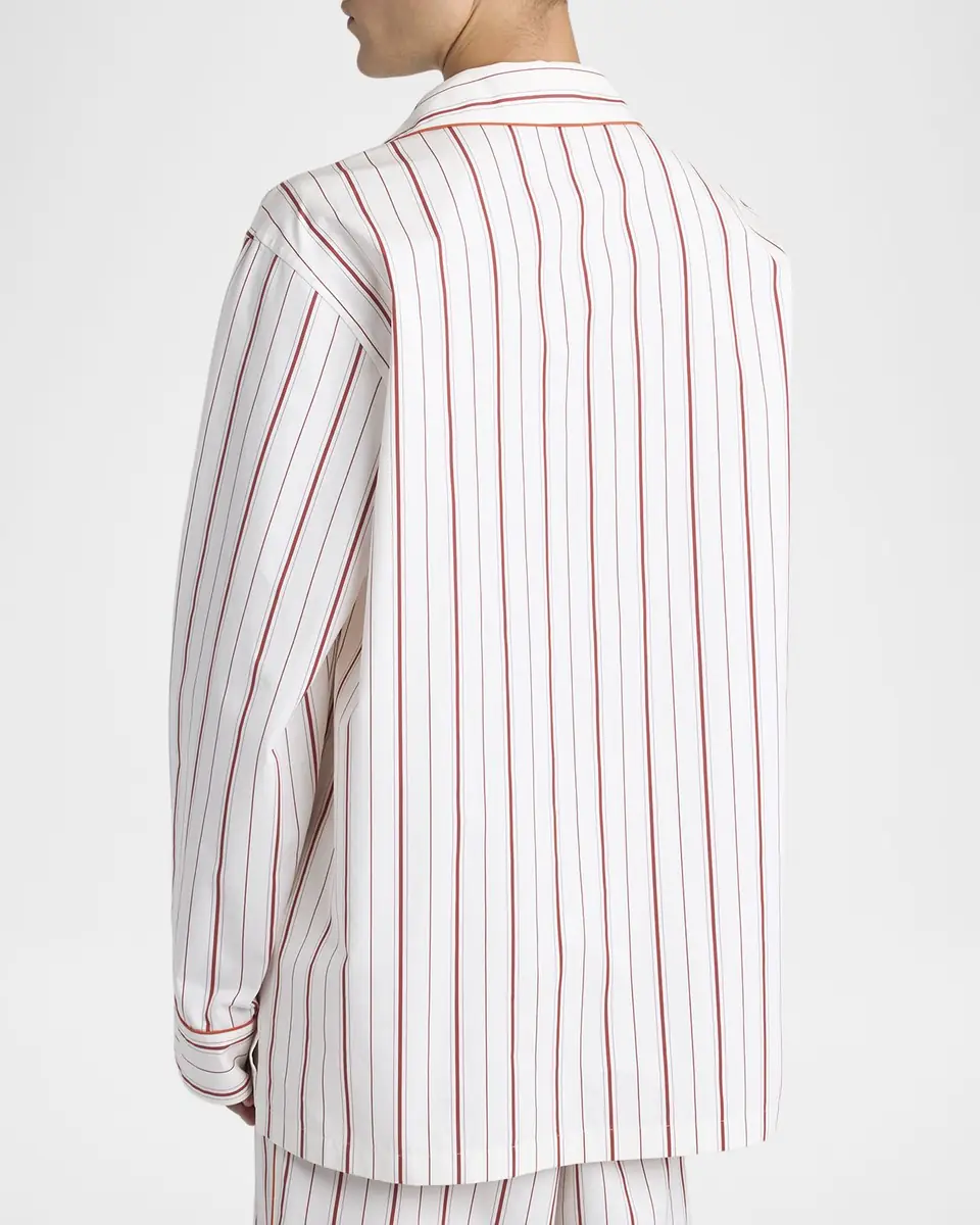 Dolce & Gabbana Men's Cotton and Silk Stripe Button-Down Shirt with Piping | Thumbnail 3 Dolce & Gabbana Men's Cotton and Silk Stripe Button-Down Shirt with Piping | Thumbnail 3