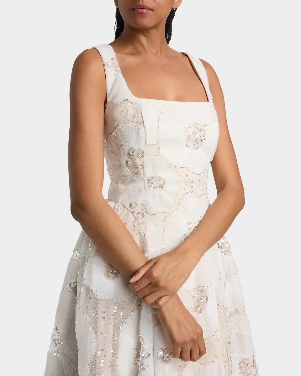 Milly Arianna Tulle Flower Beaded Dress | Thumbnail 5 Milly Arianna Tulle Flower Beaded Dress | Thumbnail 5