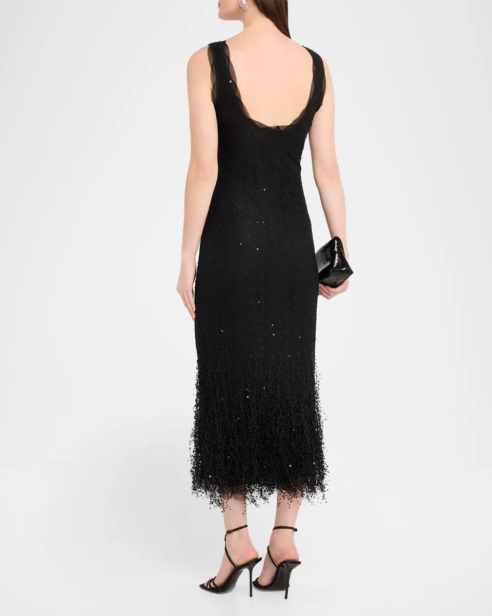 SIMKHAI Irisa Beaded Fringe Lace Midi Dress | Thumbnail 2 SIMKHAI Irisa Beaded Fringe Lace Midi Dress | Thumbnail 2