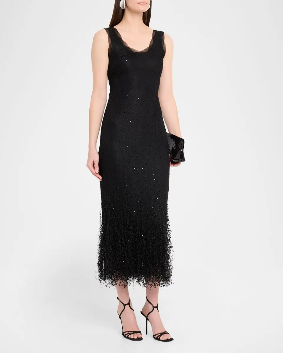 SIMKHAI Irisa Beaded Fringe Lace Midi Dress | Thumbnail 3 SIMKHAI Irisa Beaded Fringe Lace Midi Dress | Thumbnail 3