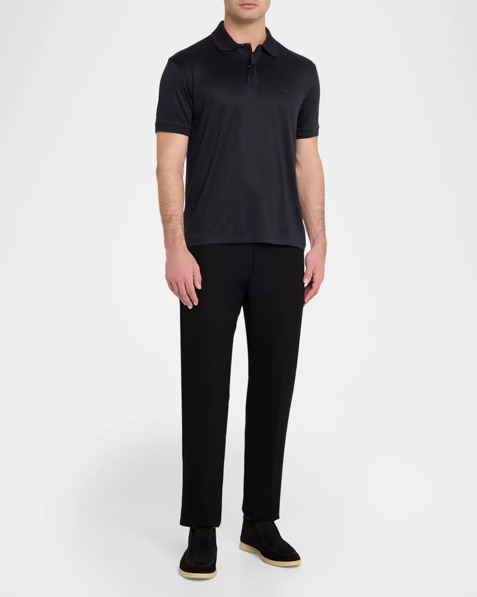Emporio Armani Men's Short-Sleeved Lyocell-Blend Polo Shirt | Thumbnail 2