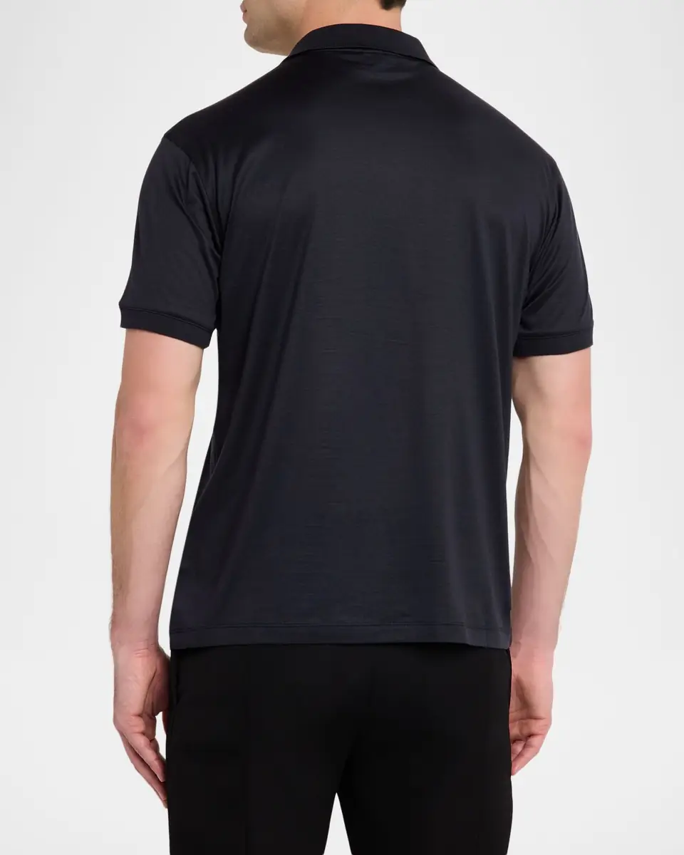 Emporio Armani Men's Short-Sleeved Lyocell-Blend Polo Shirt | Thumbnail 3