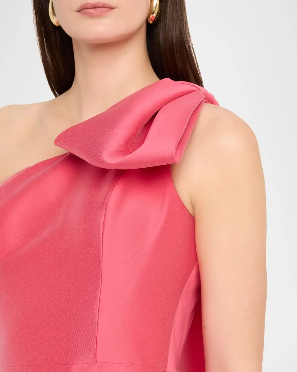 Rickie Freeman for Teri Jon Draped One-Shoulder Mikado Gown | Thumbnail 5