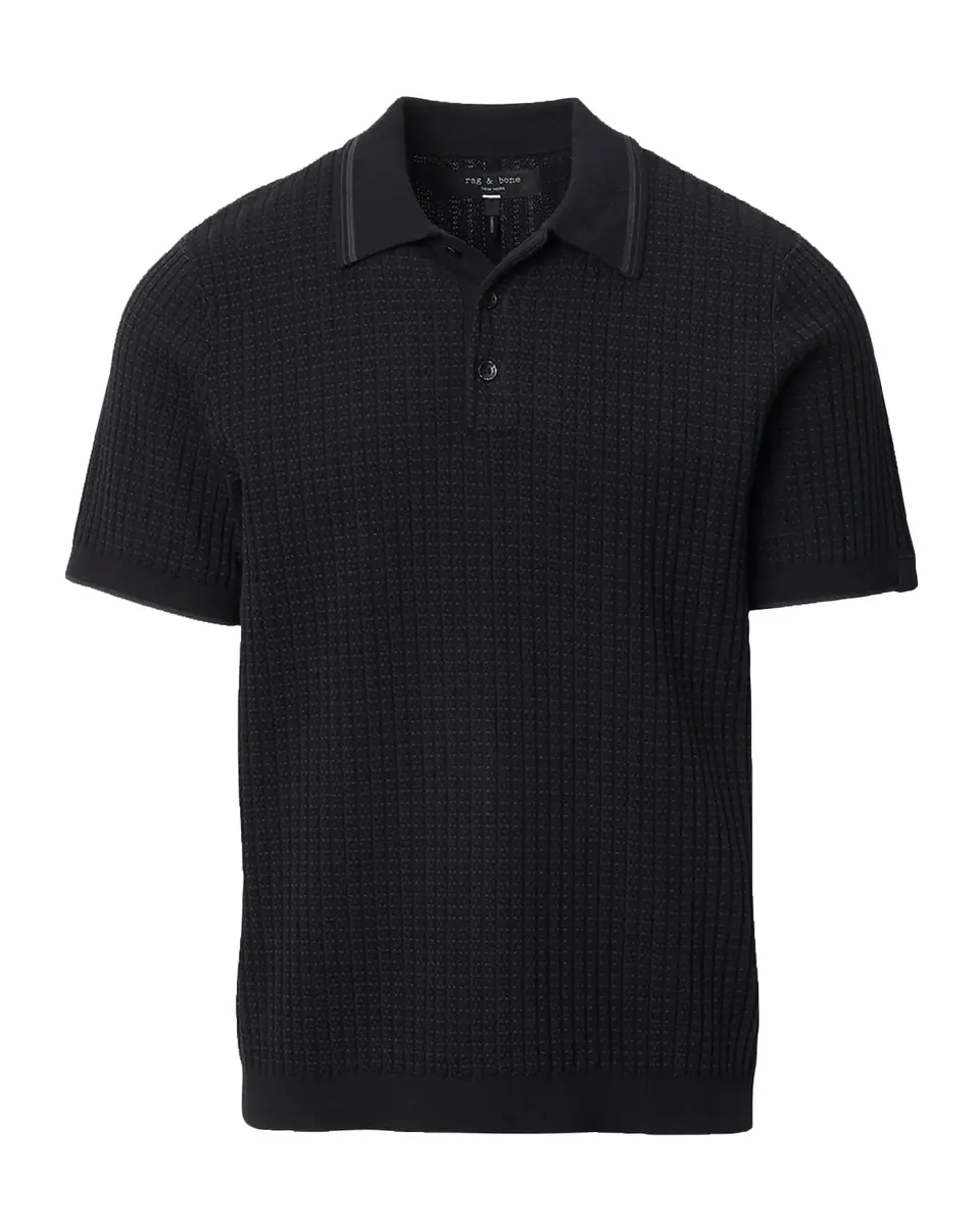 rag & bone Men's Harvey Rib-Knit Polo Shirt | Thumbnail 2 rag & bone Men's Harvey Rib-Knit Polo Shirt | Thumbnail 2