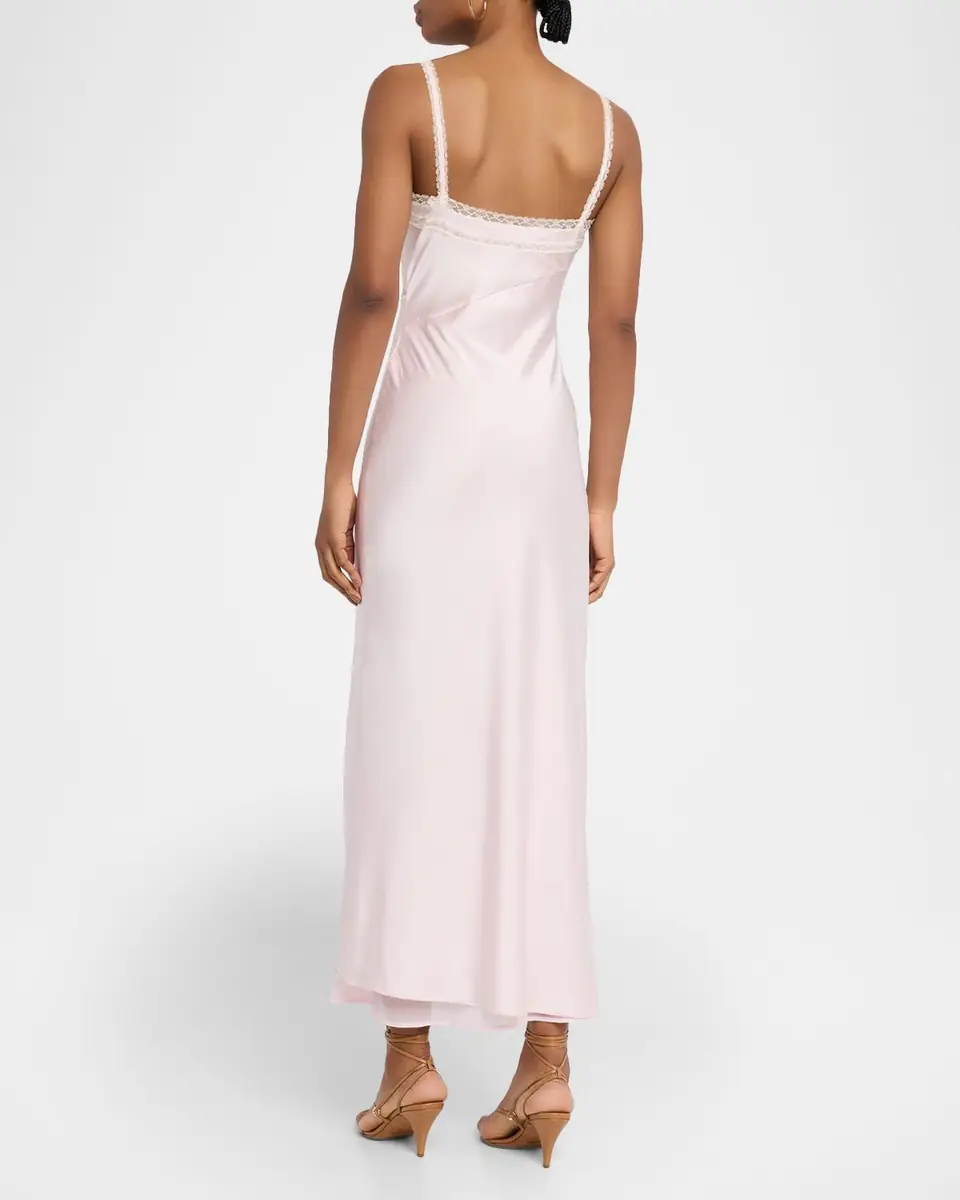 LoveShackFancy Annabeth Embroidered Satin Maxi Dress | Thumbnail 3 LoveShackFancy Annabeth Embroidered Satin Maxi Dress | Thumbnail 3