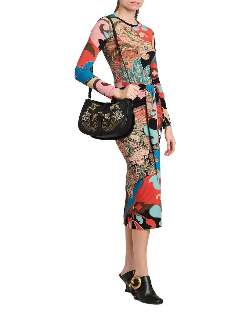 Etro Paisley-Print Draped Jersey Midi Skirt | Image 1 Etro Paisley-Print Draped Jersey Midi Skirt | Image 1