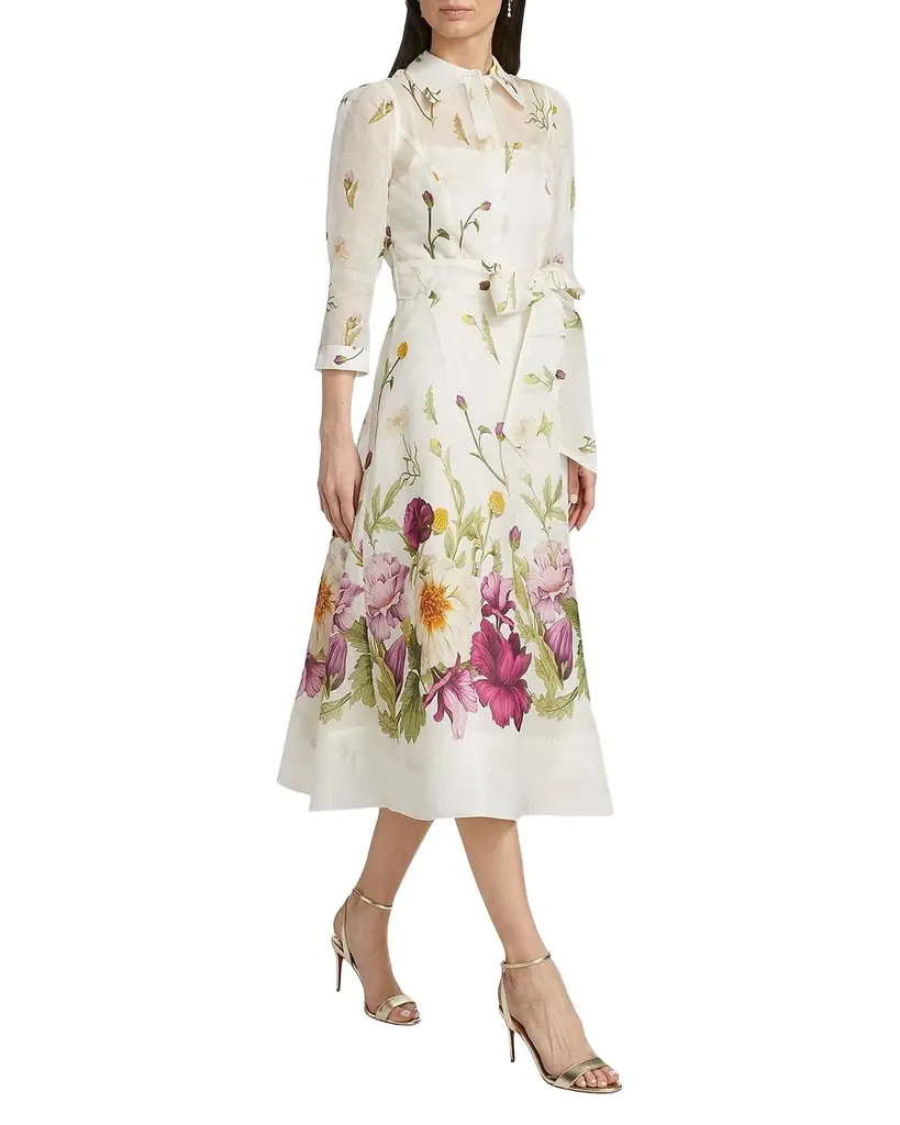 Rickie Freeman for Teri Jon Belted Floral-Print Midi Shirtdress | Image 1 Rickie Freeman for Teri Jon Belted Floral-Print Midi Shirtdress | Image 1