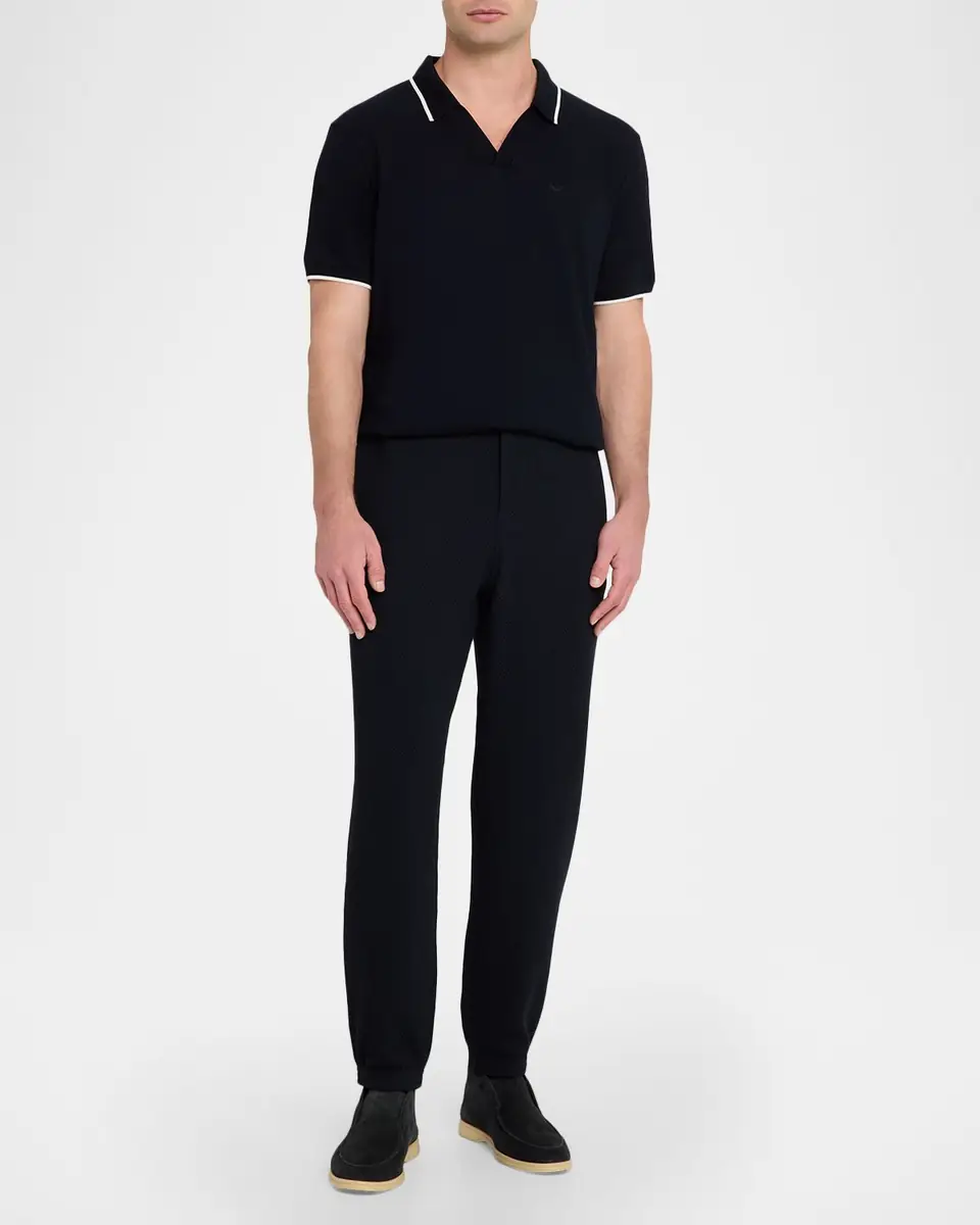 Emporio Armani Men's V-Neck Pique Polo Shirt | Thumbnail 2