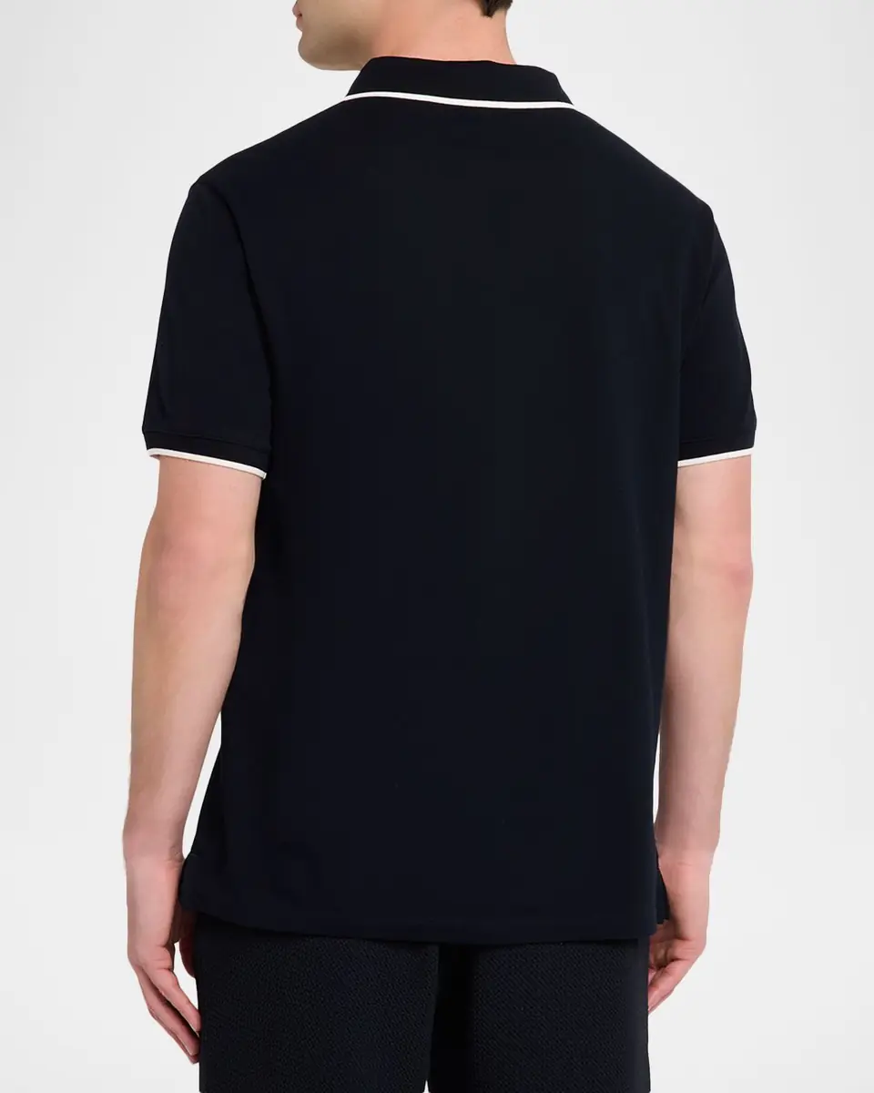 Emporio Armani Men's V-Neck Pique Polo Shirt | Thumbnail 3