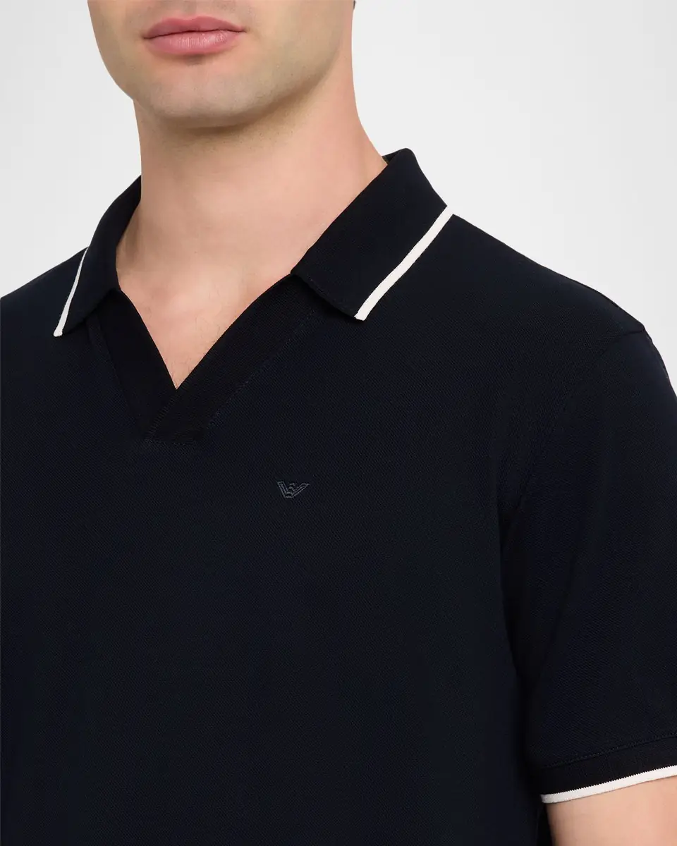 Emporio Armani Men's V-Neck Pique Polo Shirt | Thumbnail 5