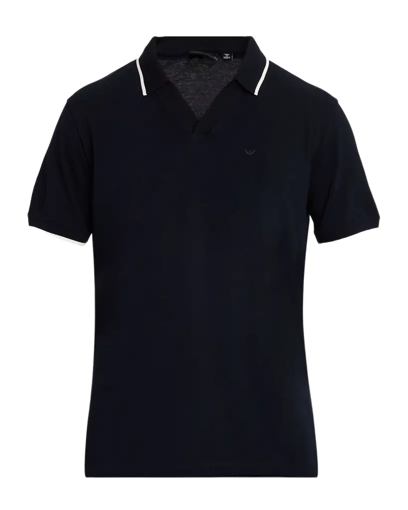 Emporio Armani Men's V-Neck Pique Polo Shirt | Image 1 Emporio Armani Men's V-Neck Pique Polo Shirt | Image 1
