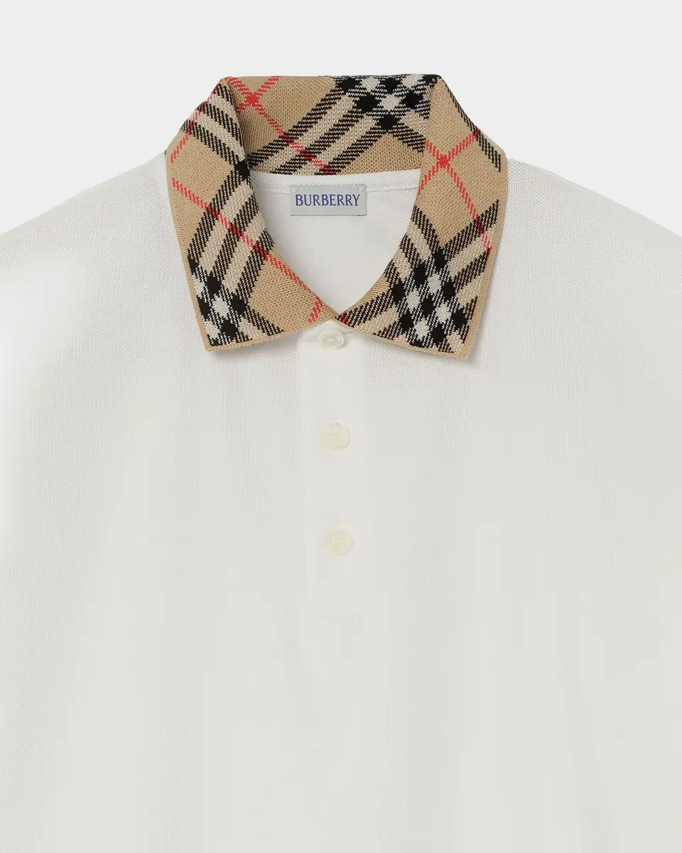 Burberry Men's Check-Collar Cotton Polo Shirt | Thumbnail 4 Burberry Men's Check-Collar Cotton Polo Shirt | Thumbnail 4