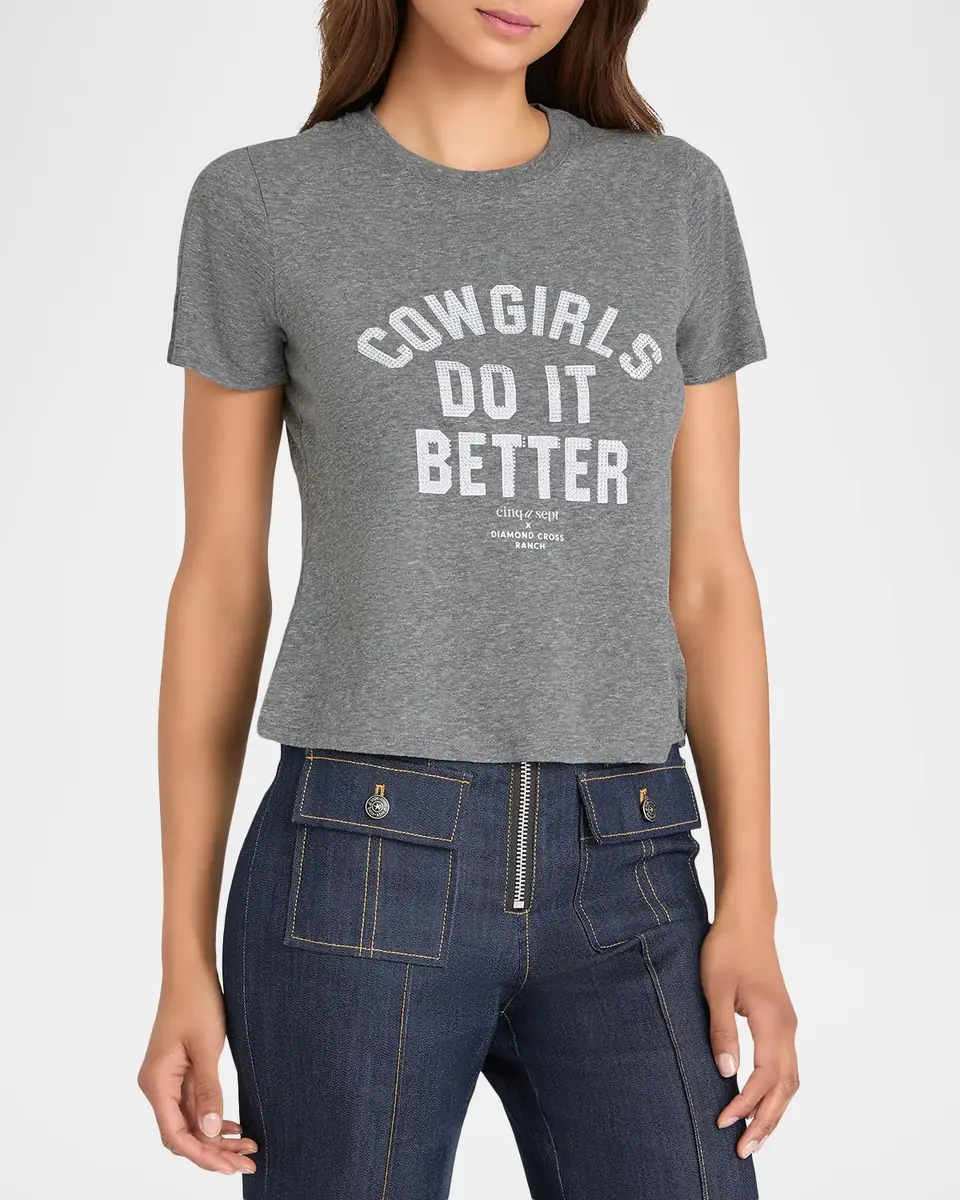 Cinq à Sept Heatset Cowgirls Crewneck Shrunken Tee | Thumbnail 3