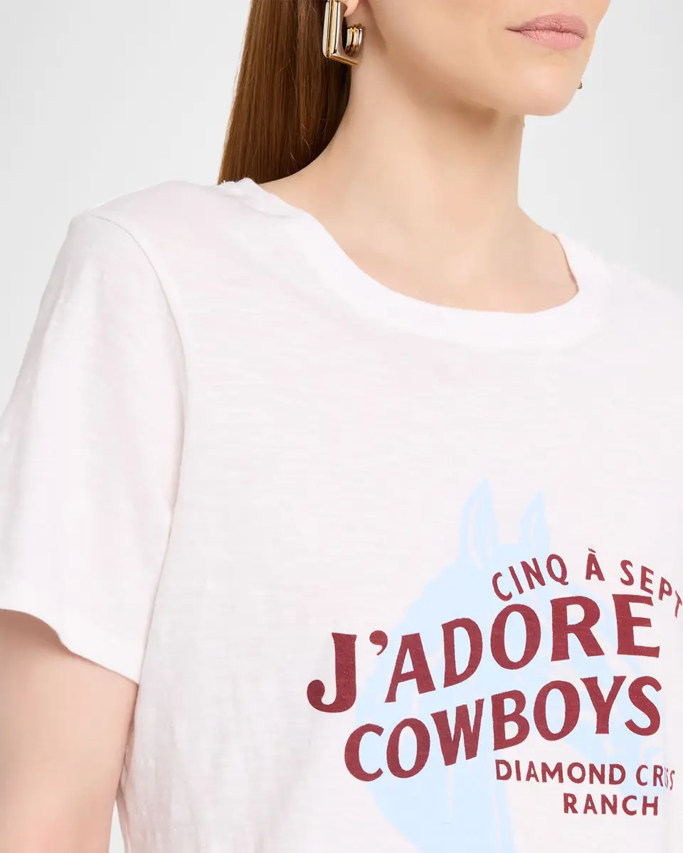 Cinq à Sept J 'adore Cowboys Embellished Shrunken Tee | Thumbnail 4 Cinq à Sept J 'adore Cowboys Embellished Shrunken Tee | Thumbnail 4